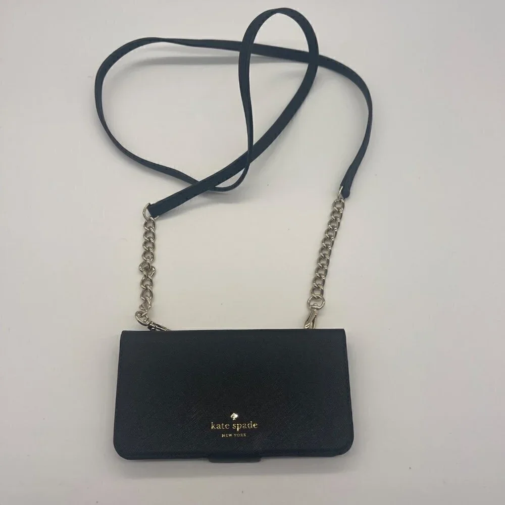 Kate Spade Saffiano Leather iPhone X Crossbody Wallet – Black